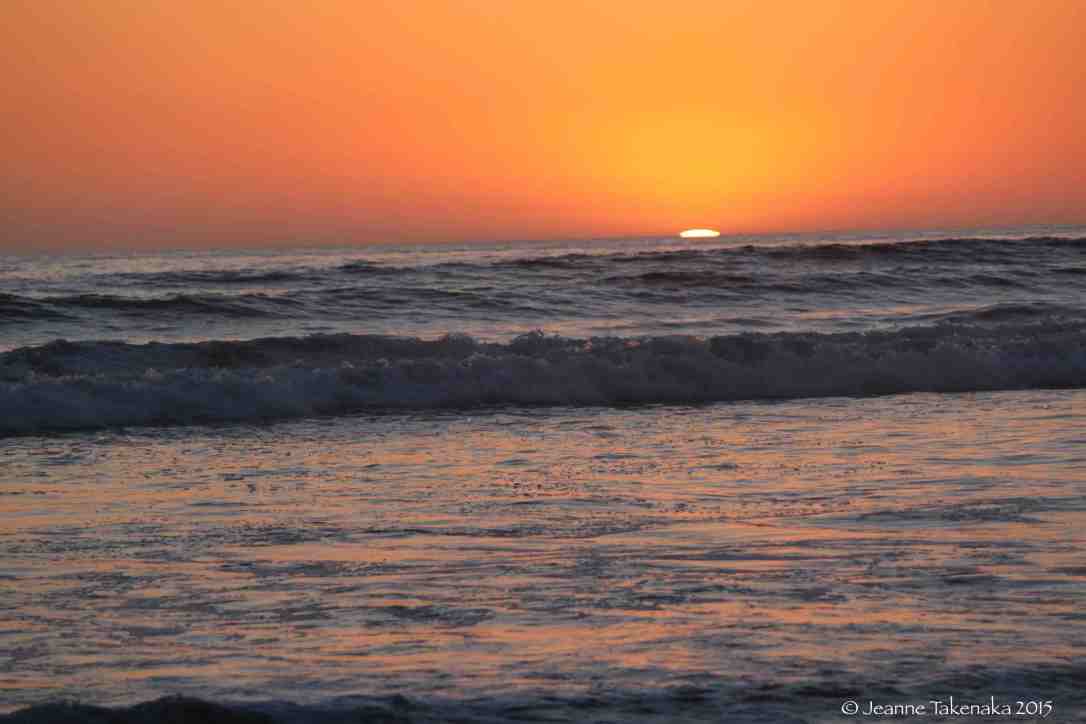 Sunset on waves